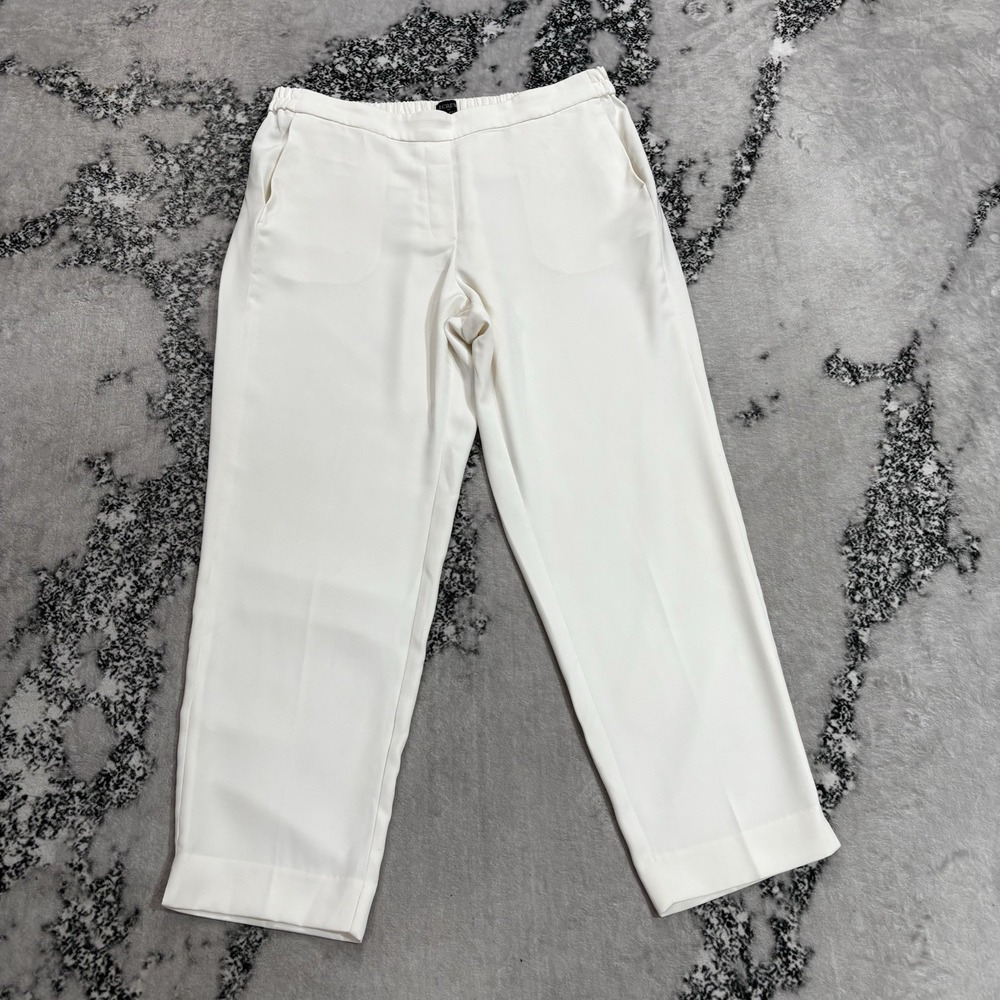 J.Crew Jamie Pant Women's Size 14 Ivory White Straight Leg Pull On Dress Pants